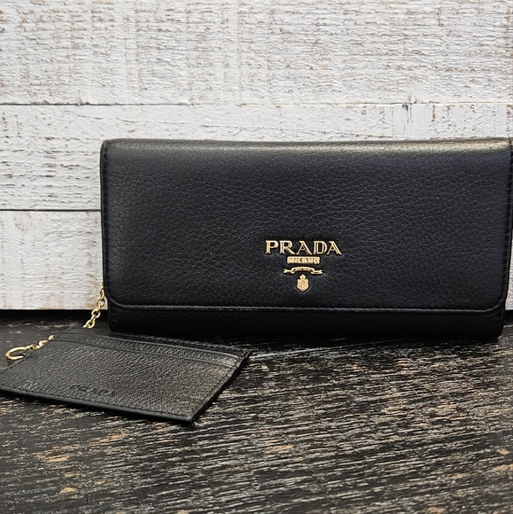 PRADA Logo Leather Long Bifold Wallet - Picture 2 of 10
